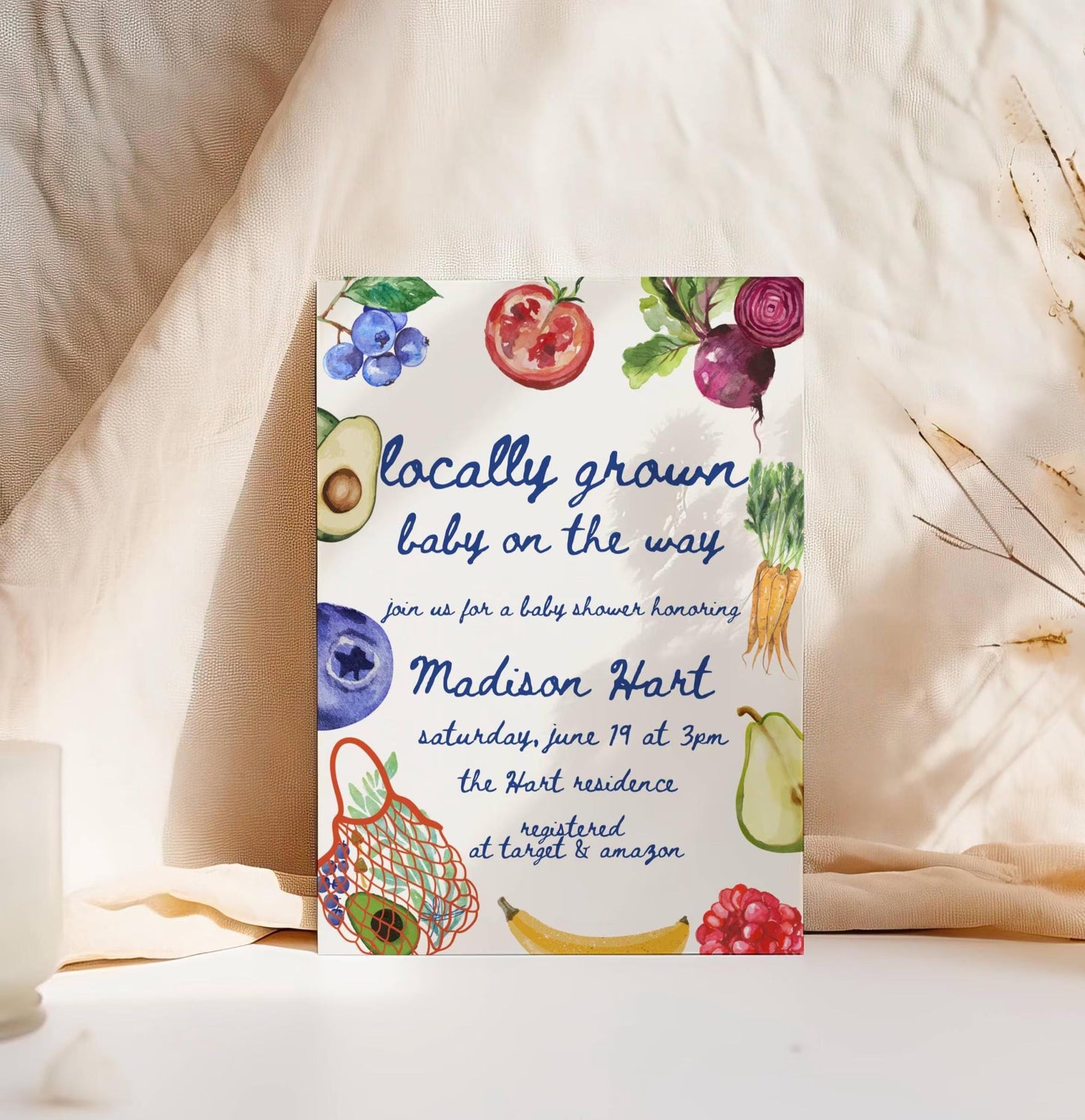 Locally Grown Baby Shower Invite