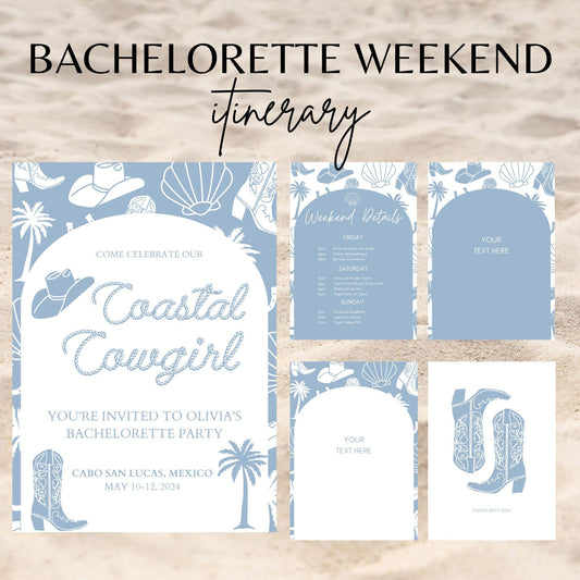 Coastal Cowgirl Bachelorette Invitation and Itinerary